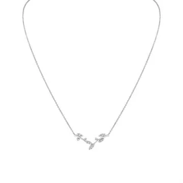 White Gold/Yellow Gold Tulira Leaf Diamond Necklace