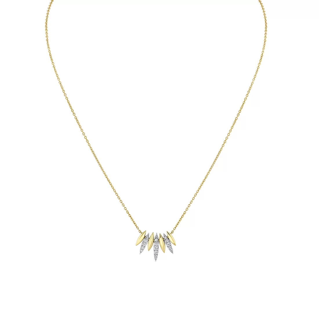 White Gold/Yellow Gold Tulira Two Tone Leaf Diamond Necklace