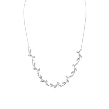 White Gold/Yellow Gold Tulira Two Tone Leaf and Vine Diamond Necklace
