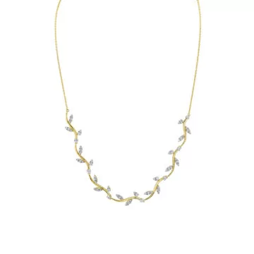 White Gold/Yellow Gold Tulira Two Tone Leaf and Vine Diamond Necklace