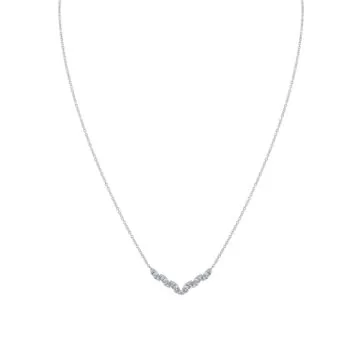 White Gold/Yellow Gold Tulira Two Tone Leaf V-Tip Diamond Necklace