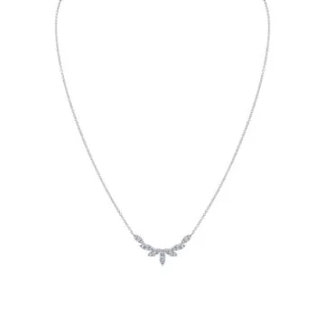 White Gold/Yellow Gold Tulira Two Tone Leaf Curved Diamond Necklace