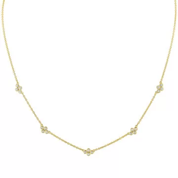 Yellow Gold Tulira Bezel Clover Station Diamond Necklace