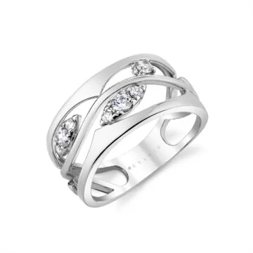 White Gold/Yellow Gold Tulira Two Tone Leaf and Vine Diamond Ring
