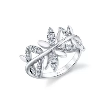 White Gold/Yellow Gold Tulira Two Tone Leaf Diamond Ring