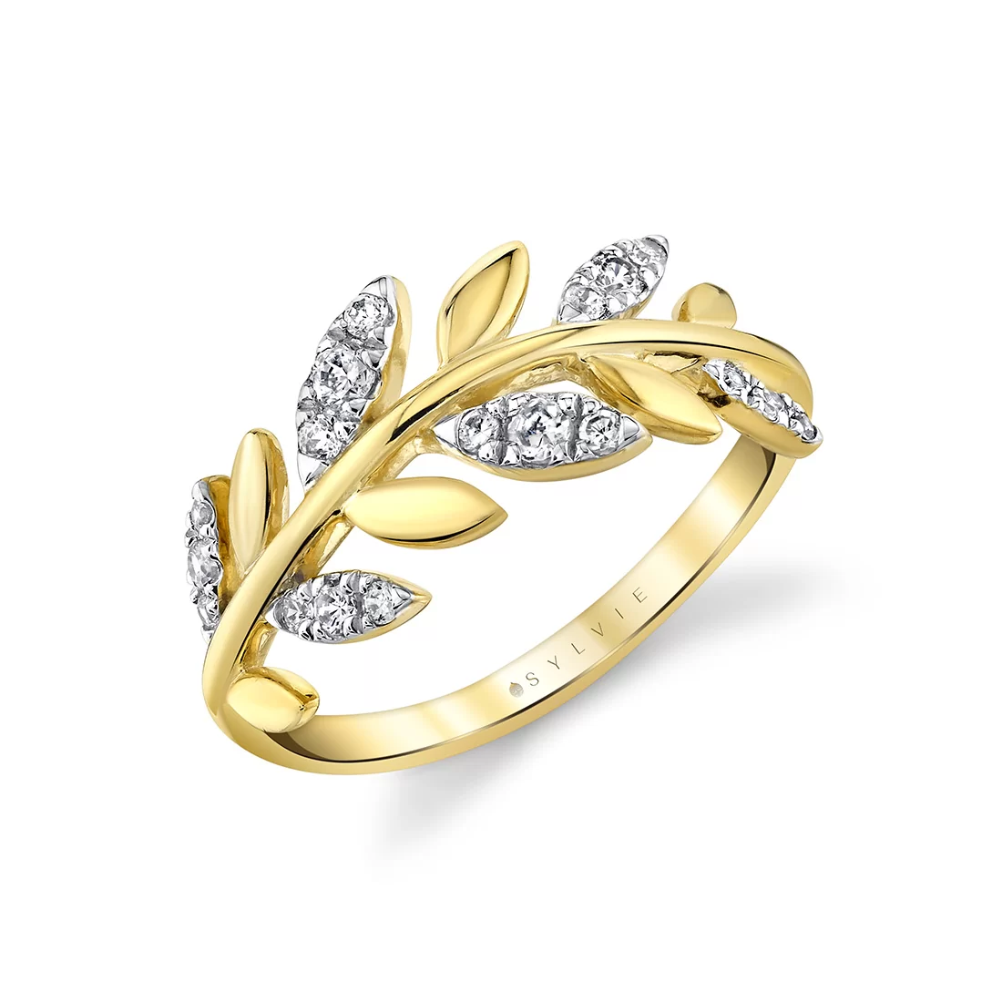 White Gold/Yellow Gold Tulira Two Tone Vine Diamond Ring