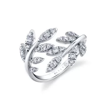 White Gold/Yellow Gold Tulira Two Tone Leaf Wrap Diamond Ring