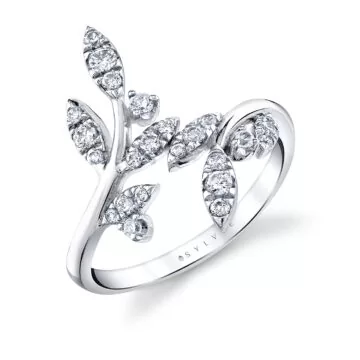 White Gold/Yellow Gold Tulira Two Tone Leaf Wrap Diamond Ring