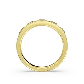 Yellow Gold Flush Set Flat Edge Baguette Diamond Wedding Ring