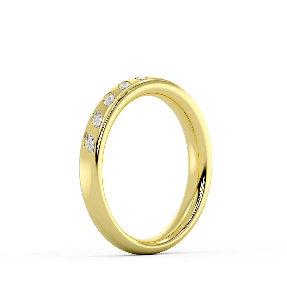 Yellow Gold Flush Set Slanted Marquise Diamond Wedding Ring