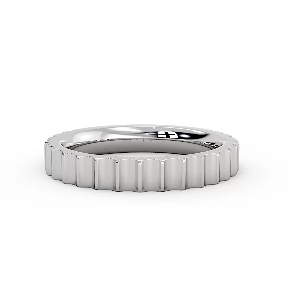 Yellow Gold Auravie Grooved Wedding Ring - Romy