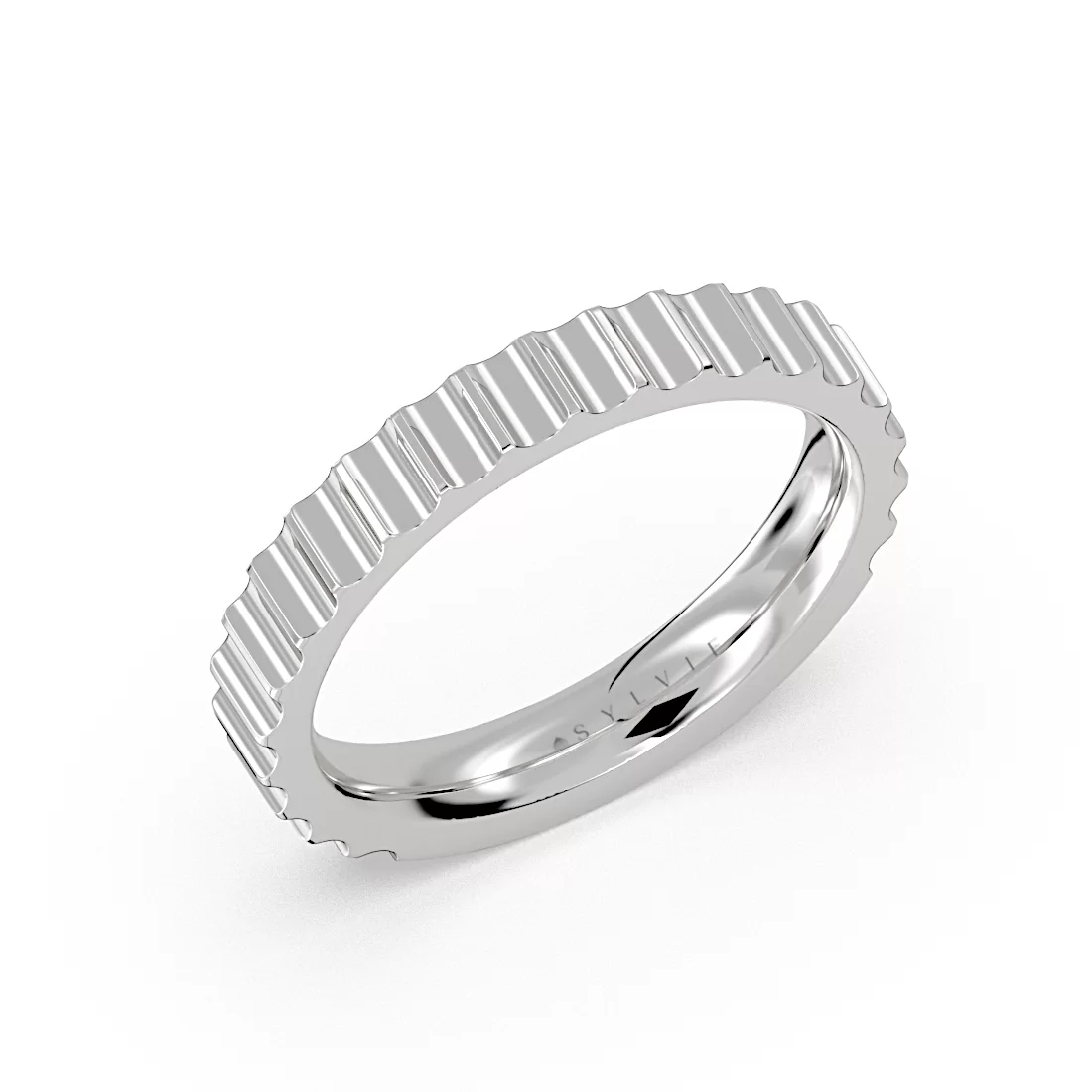 Yellow Gold Auravie Grooved Wedding Ring - Romy