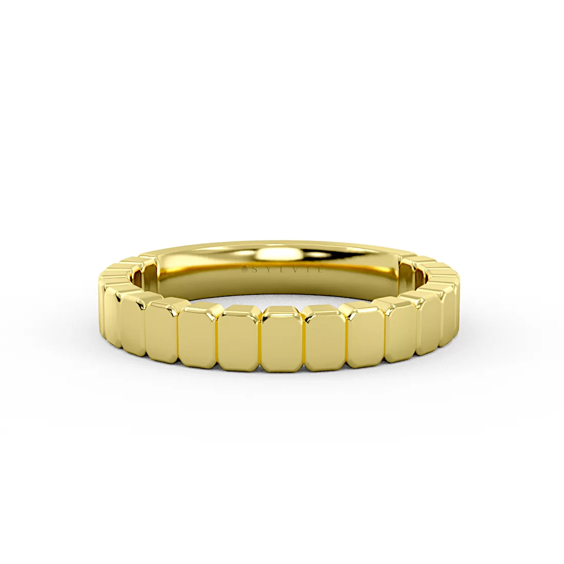 Yellow Gold Auravie Panel Wedding Ring - Scout
