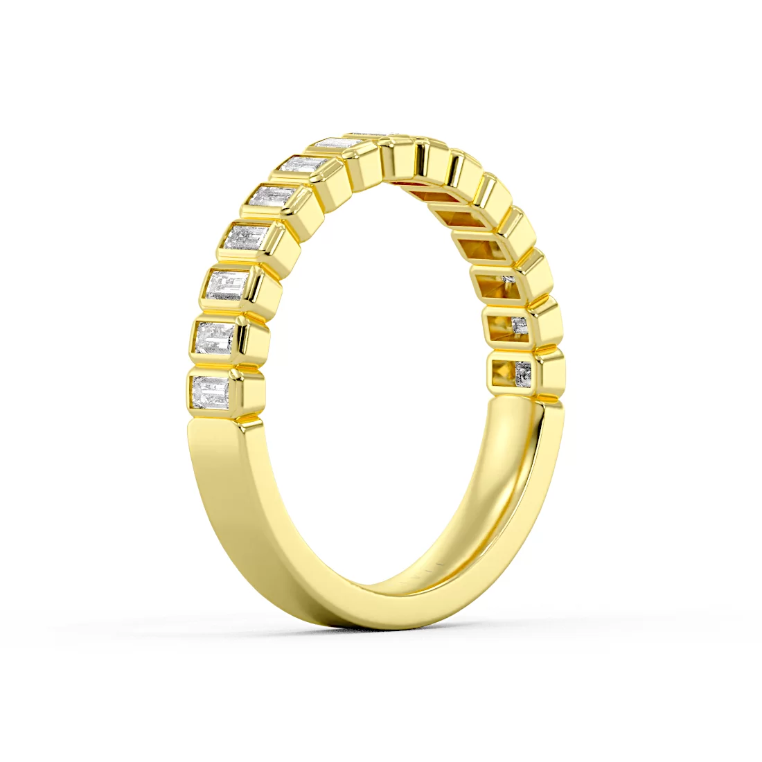 Yellow Gold Auravie Bezel Baguette Wedding Ring - Lilah