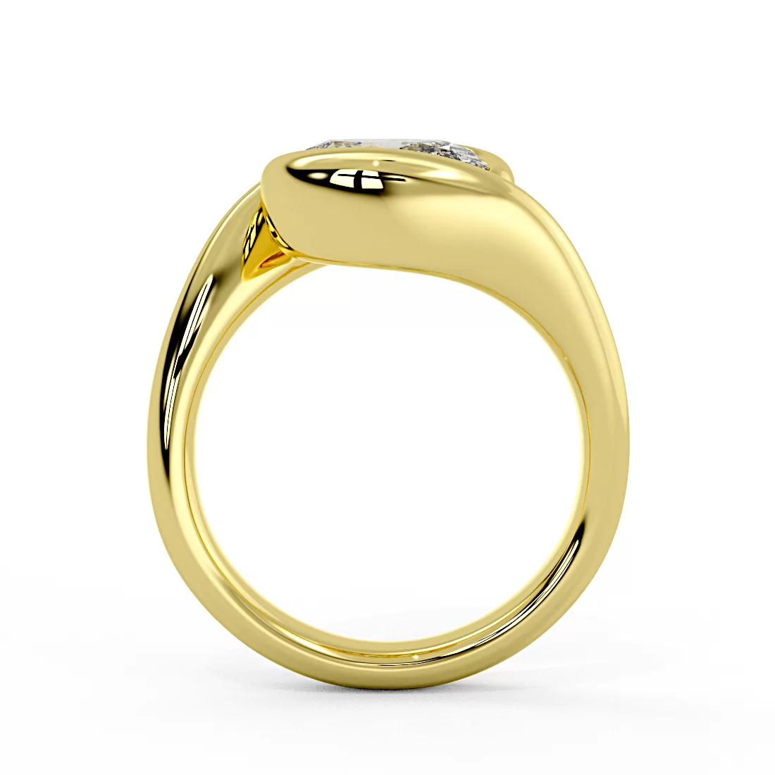 Yellow Gold Auravie East to West Oval Cut Bypass Engagement Ring - Lyric