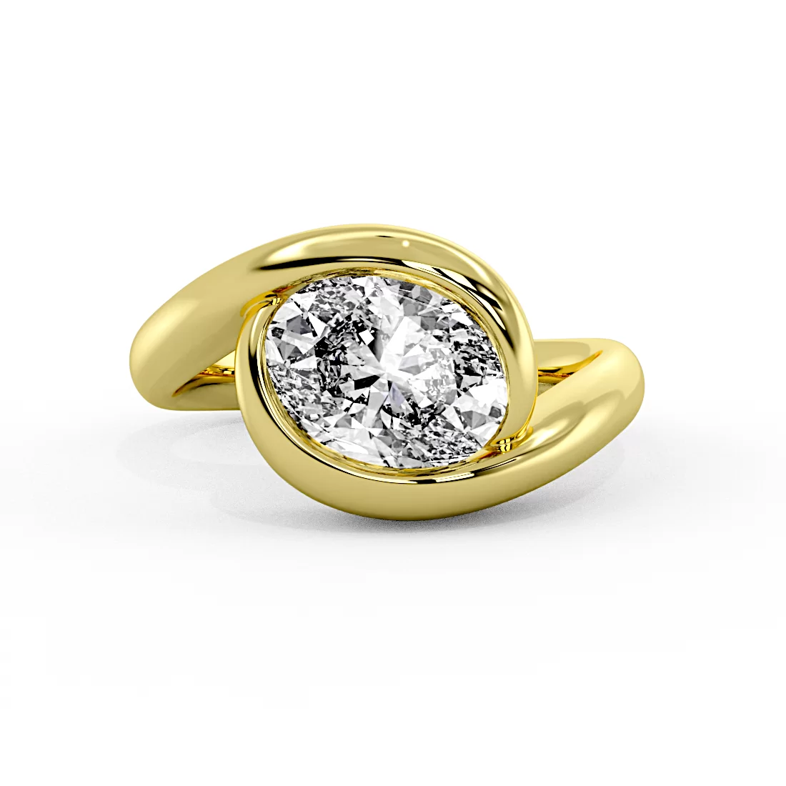 Yellow Gold Auravie East to West Oval Cut Bypass Engagement Ring - Lyric