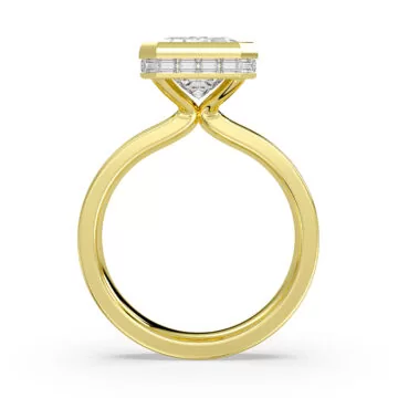 Yellow Gold Auravie Channel Baguette Hidden Halo Engagement Ring - Margeaux
