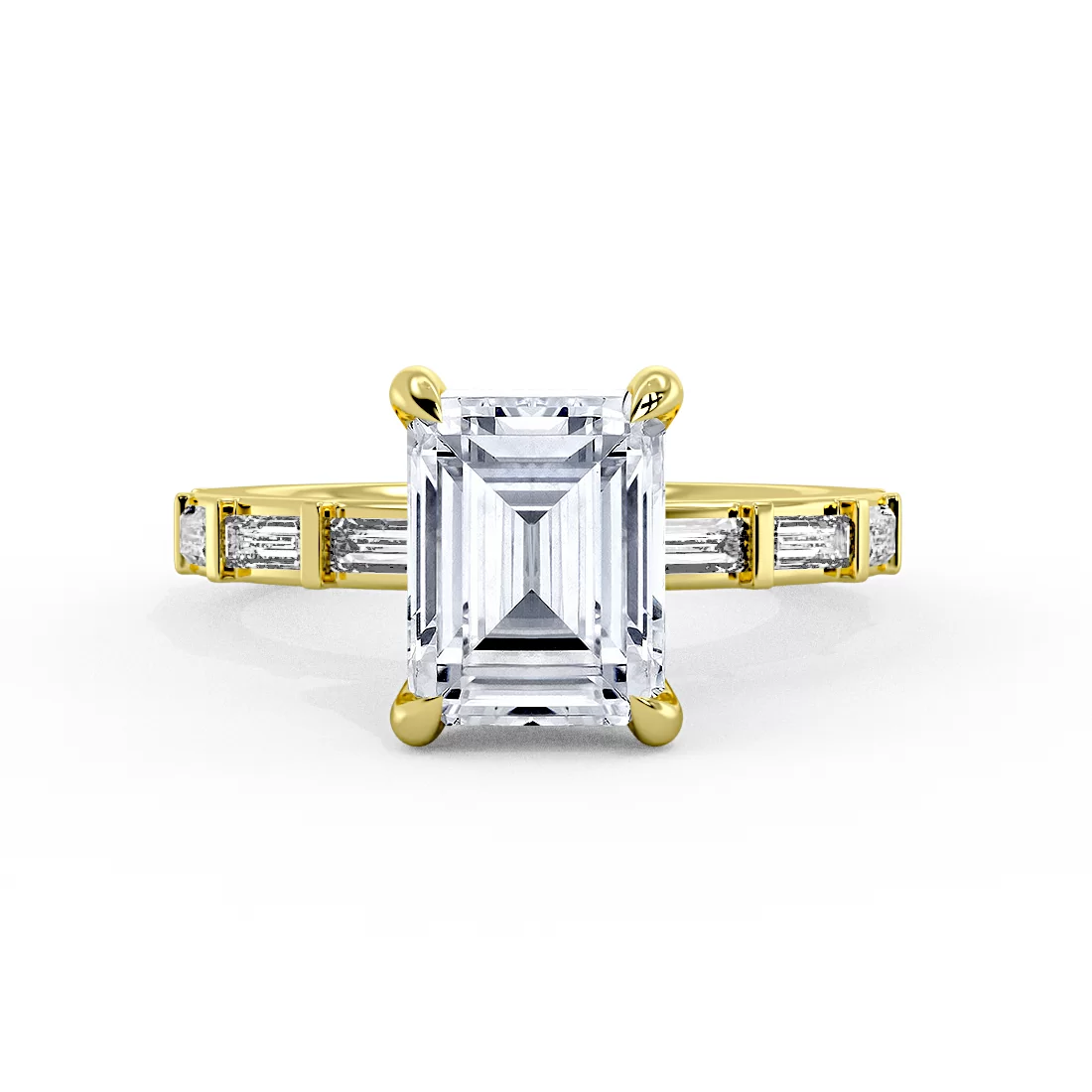 Yellow Gold Auravie Bezel Baguette Engagement Ring - Rayna