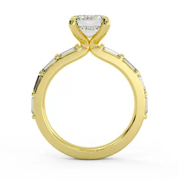 Yellow Gold Auravie Bezel Baguette Engagement Ring - Rayna
