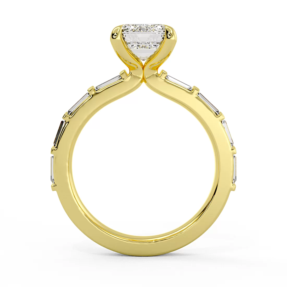 Yellow Gold Auravie Bezel Baguette Engagement Ring - Rayna