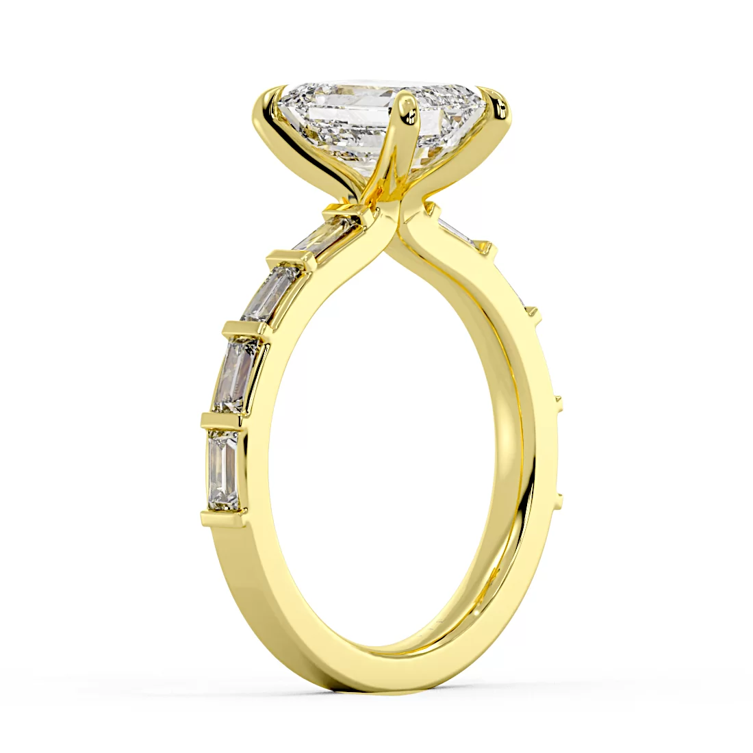Yellow Gold Auravie Bezel Baguette Engagement Ring - Rayna