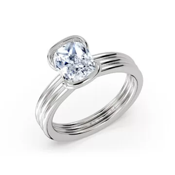 Yellow Gold Shell Auranova Triple Band Half Bezel Solitaire Engagement Ring - Matilda