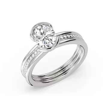 Yellow Gold Auravie Half Bezel Channel Diamond Engagement Ring - Freya