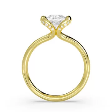 Yellow Gold Shell Auranova Diamond Half Bezel Solitaire Hidden Halo Engagement Ring - Adelaide