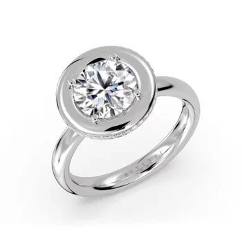 Yellow Gold Auravie Thick Bezel Engagement Ring with Hidden Halo - Minetta
