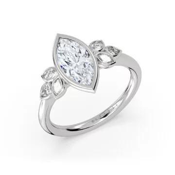 Yellow Gold Auravie Marquise Bezel Multi Stone Engagement Ring - Leona