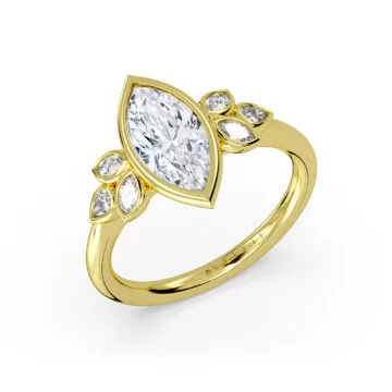 Yellow Gold Auravie Marquise Bezel Multi Stone Engagement Ring - Leona
