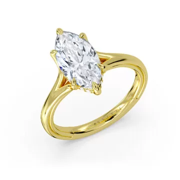 Yellow Gold Shell Iconelle Split Shank Hidden Halo Engagement Ring - Cynthia